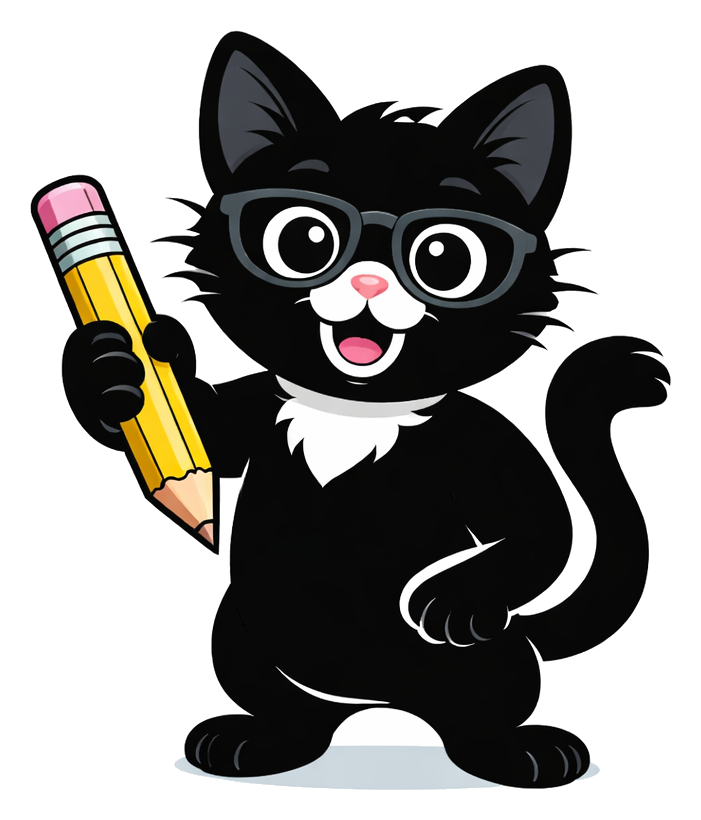 Mass Tutoring cat mascot holding a pencil